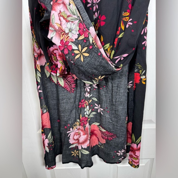 Lulus Black Floral Midi Skirt Side Slits Flowy A-Line Size S - Picture 5 of 7